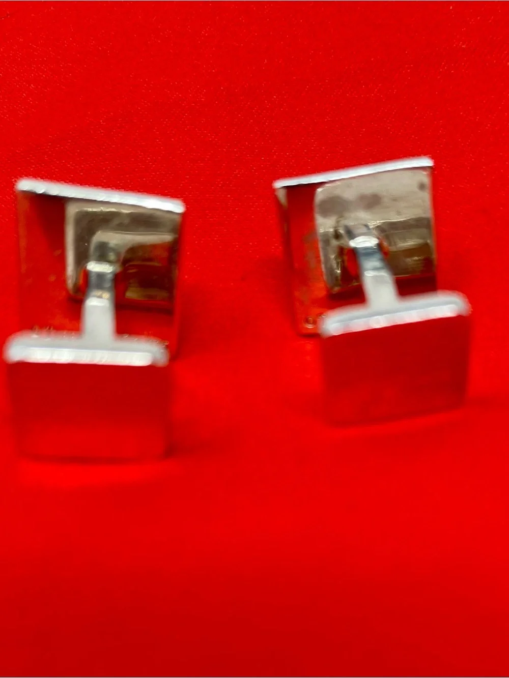 Tiffany & Co Engraved Square Silver Cufflinks - Script Logo